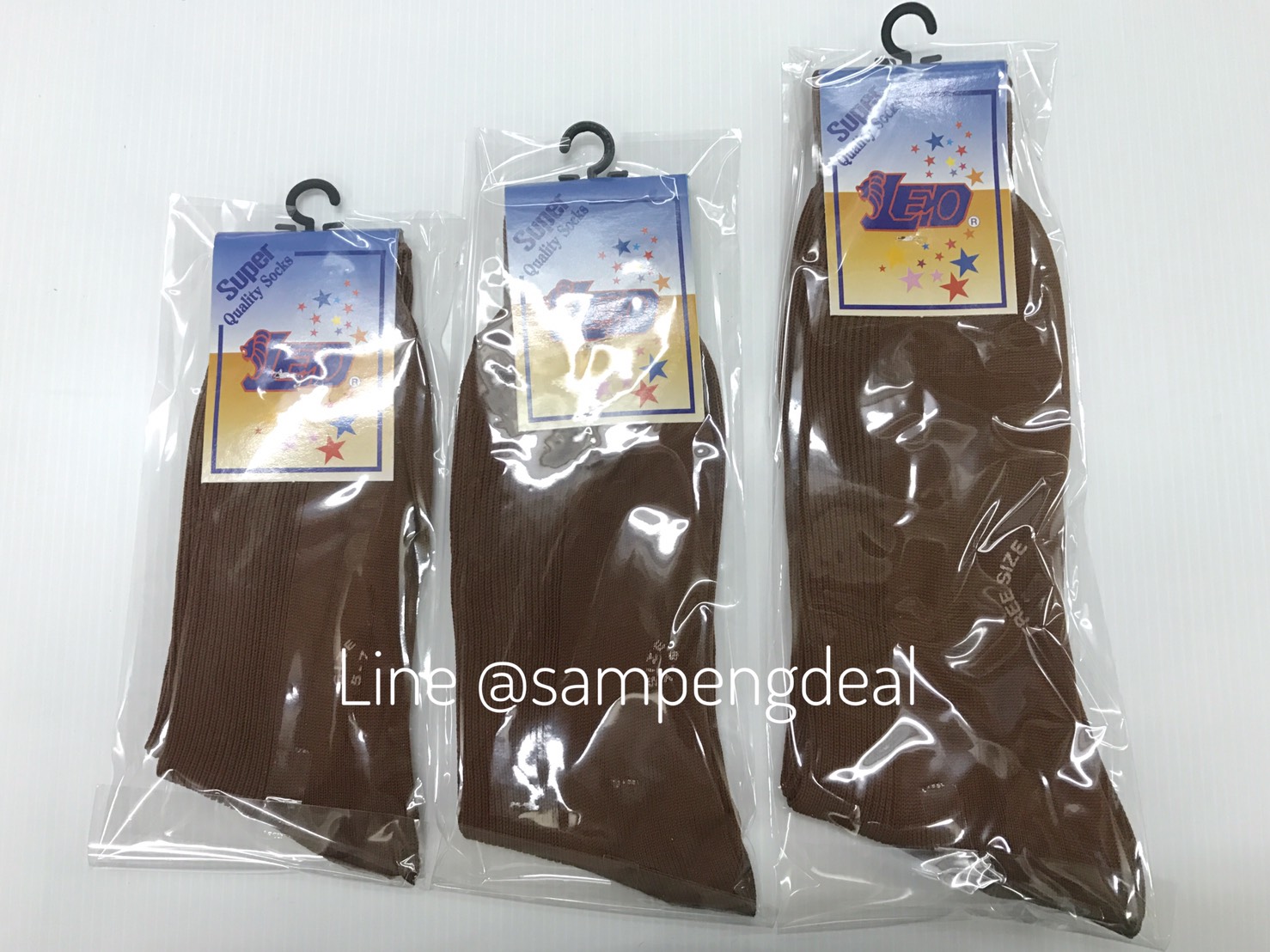 ถุงเท้านักเรียนสีน้ำตาลแบบยาว ถุงเท้าลูกเสือ No.702 size 9-12