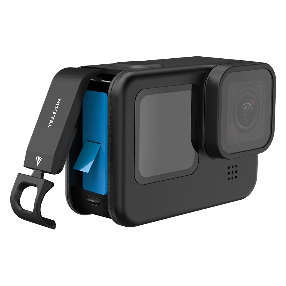 GoPro 11 / 10 / 9 Telesin Aluminum Side Open Door With Rechargeable Port ฝาปิดข้างอลูมิเนียม ชาร์จแบตได้