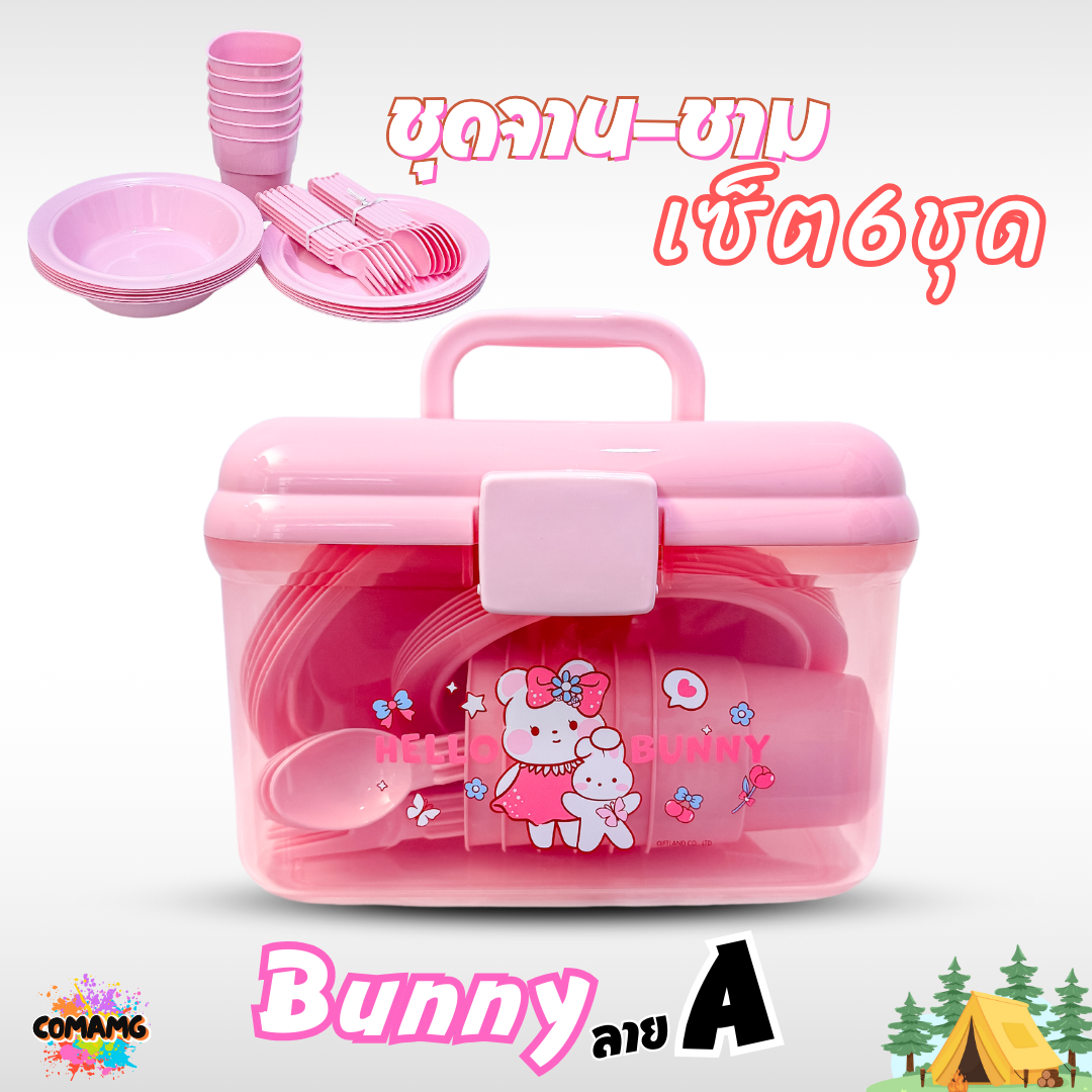 เซ็ตจานชามปิคนิค ชุดปิคนิค พร้อมกล่องใส่หูหิ้วพกพา ลายลิขสิทธิ์แท้