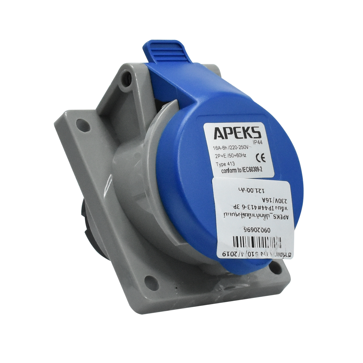 APEKS ปลั๊กตัวเมียฝังรุ่นหน้าเฉียง IP44#413-6 3P 230V/16A