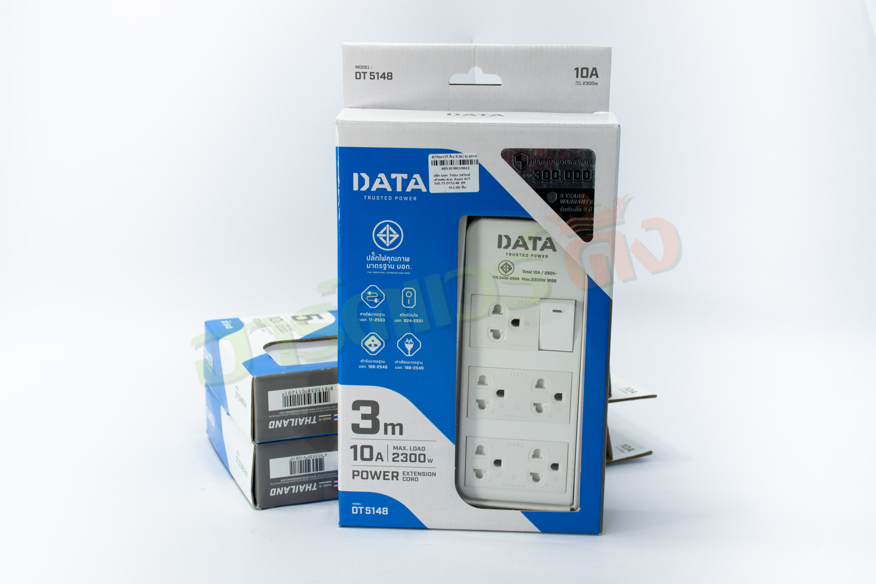 DATA DT5148 ปลั๊ก มอก. 5ช่อง 1สวิตซ์ เต้าผสม สาย 3เมตร VCT 3x0.75 3M