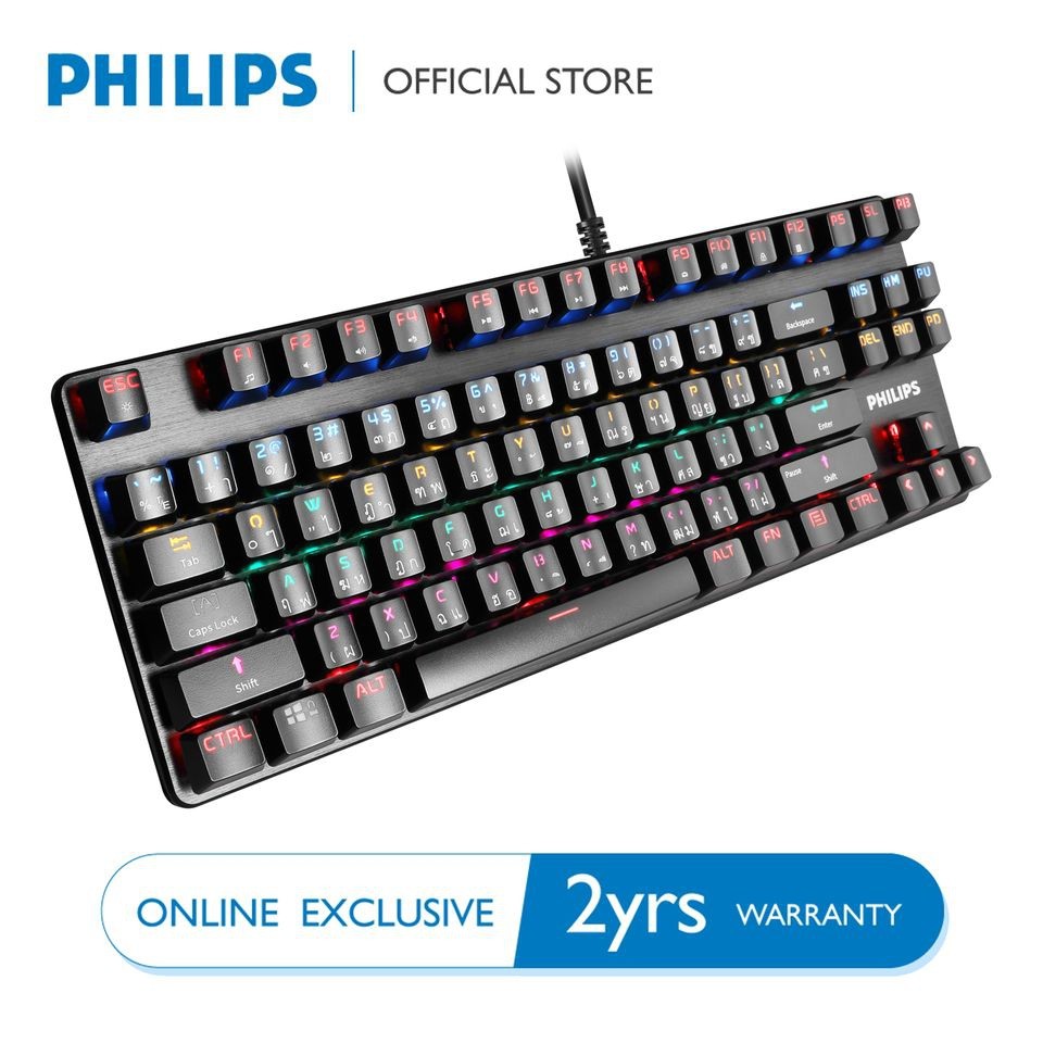Philips SPK8901 คีย์บอร์ดTKL Mechanical Keyboard Blue Switch 87Key ไฟRGB