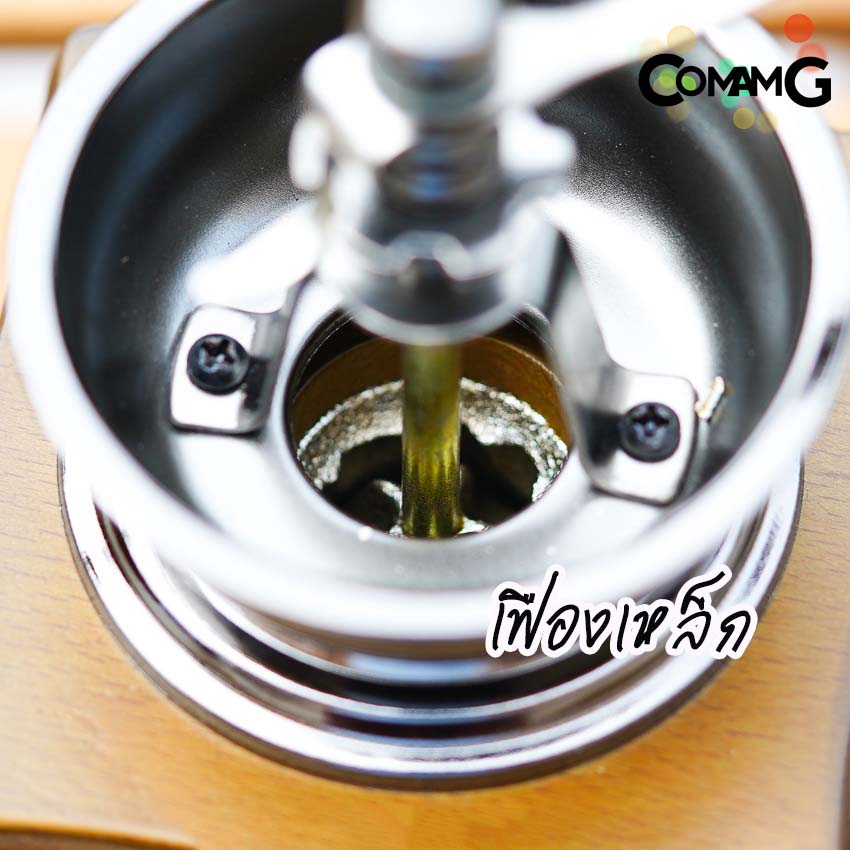 ที่บดกาแฟ เครื่องบดกาแฟแบบมือหมุน กล่องไม้สไตล์วินเทจ เฟืองเหล็ก-เซรามิก