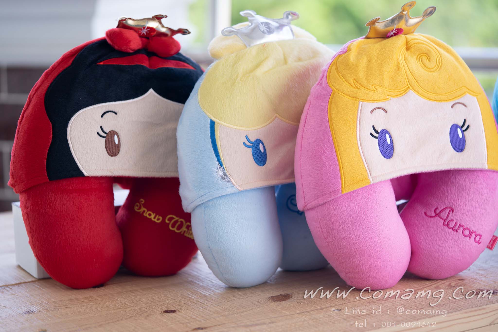 หมอนรองคอมีหมวก เจ้าหญิงแอเรียล จัสมิน อโลล่า สโนไวท์ เบล ซิลเดอร์เลล่า