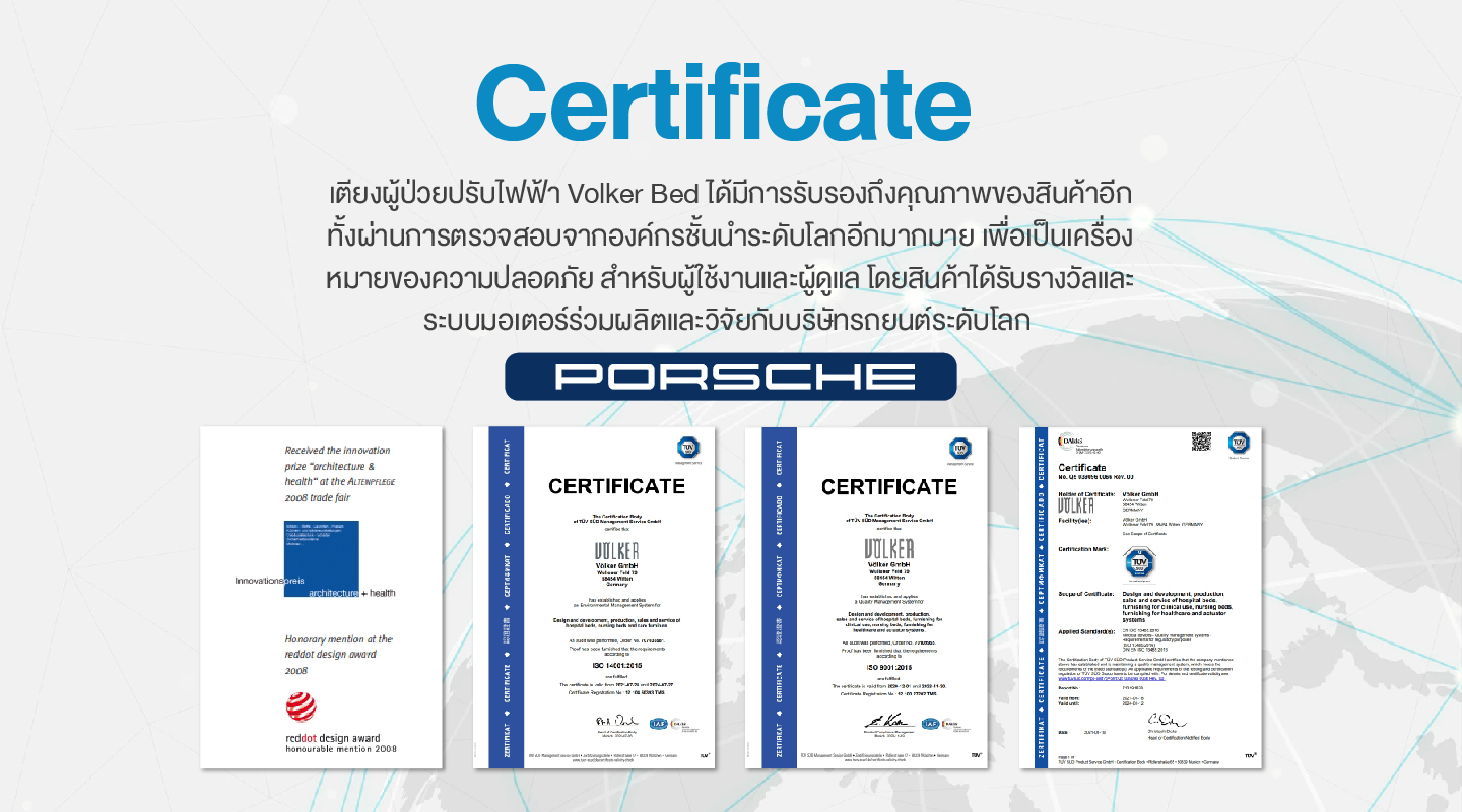 เตียงผู้สูงอายุปรับไฟฟ้าแบรนด์ Volker Bed รุ่น 3080MA จากประเทศเยอรมนี + แถมพิเศษ ที่นอนป้องกันแผลกดทับ HP Blue จากเยอรมนี + ชุดผ้าปูที่นอน + ผ้ายาง + เก้าอี้นั่งอาบน้ำ + ไม้เท้า (รุ่น TOP)