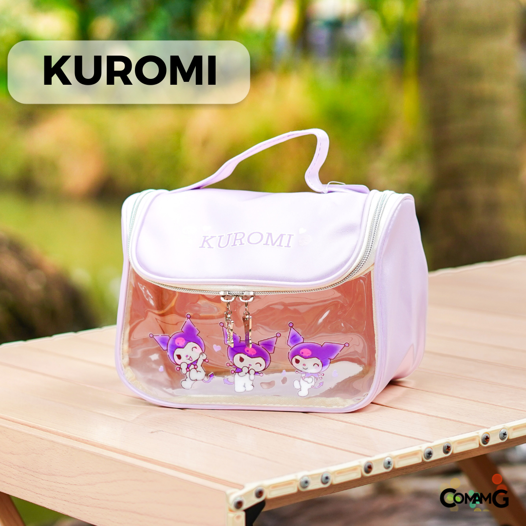 กระเป๋าใส่เครื่องสำอางค์ ใบใหญ่ มีหูหิ้วเปิดได้กว้าง ลายการ์ตูนน่ารักซานริโอ้ ลิขสิทธิ์แท้ พร้อมส่ง