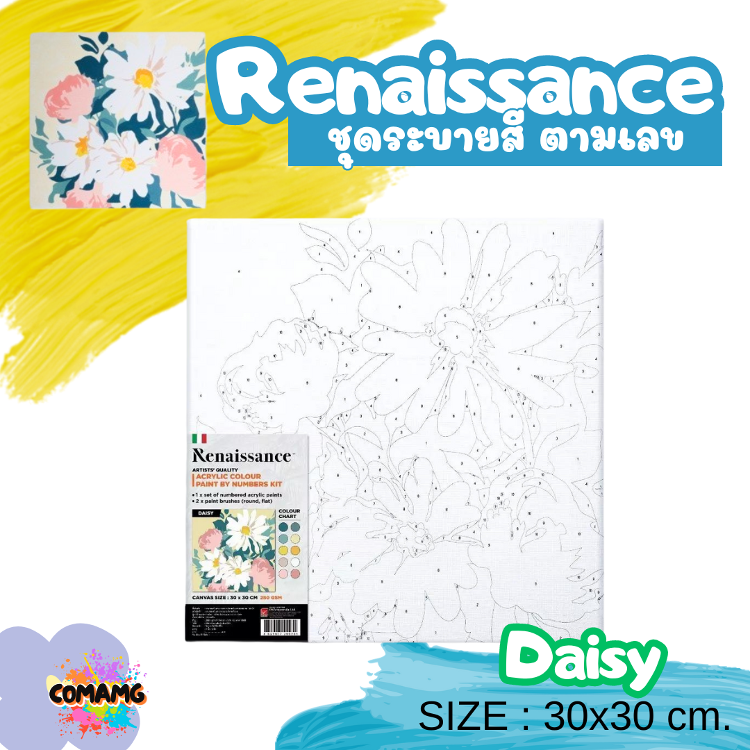 Renaissance ชุดแคนวาส ชุดระบายสีตามเลข Paint by Number Kit Size 30x30 cm. พร้อมส่ง