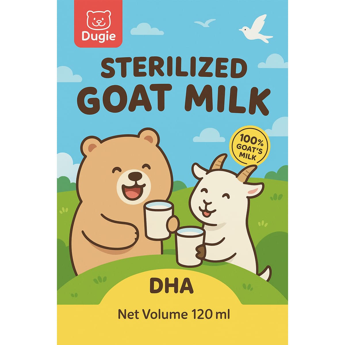 Sterilized Goat Milk นมแพะสเตอริไลซ์ ผสมทอรีน โปรตีนสูง นมสำหรับลูกสุนัขและลูกแมว แบบซอง 120ml