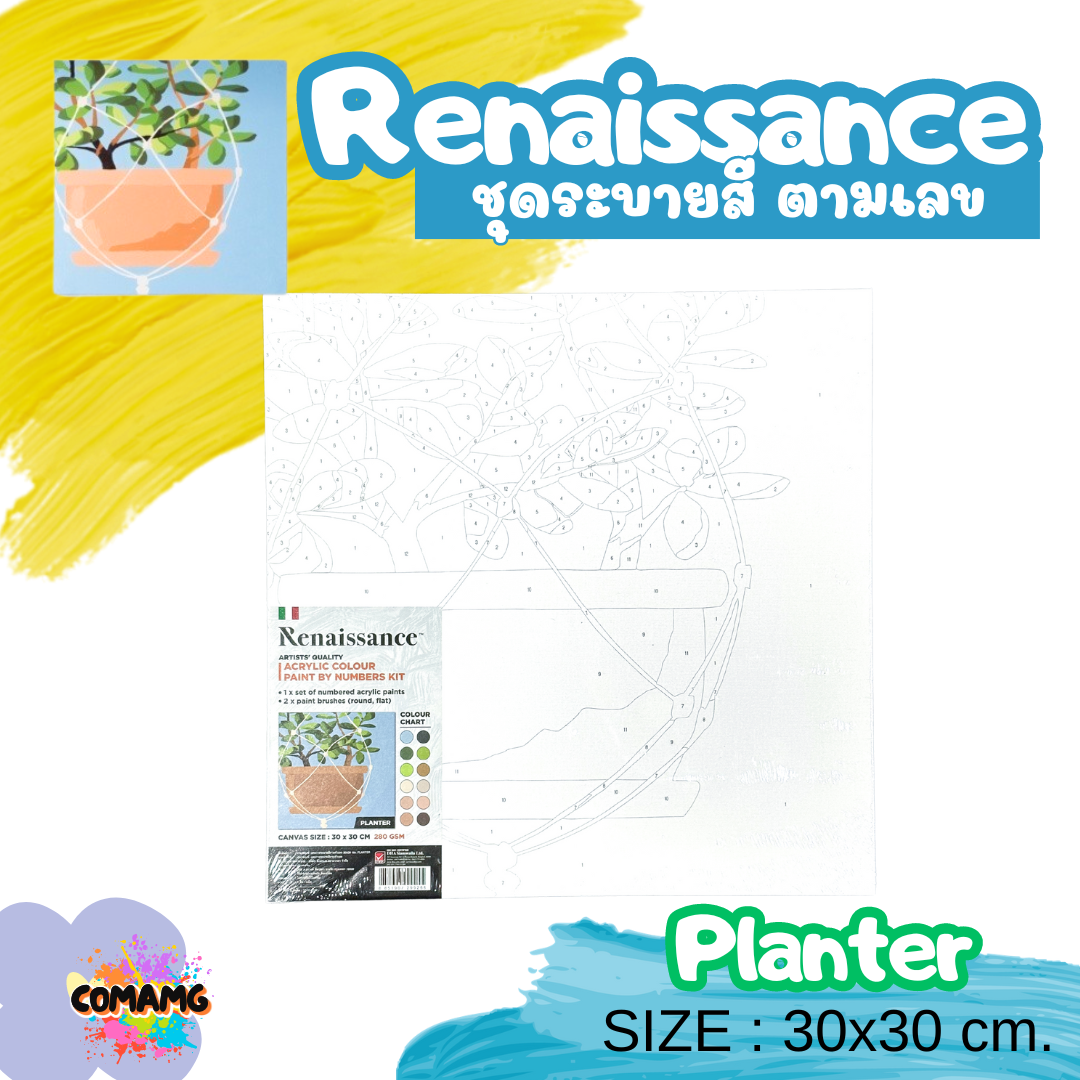 Renaissance ชุดแคนวาส ชุดระบายสีตามเลข Paint by Number Kit Size 30x30 cm. พร้อมส่ง