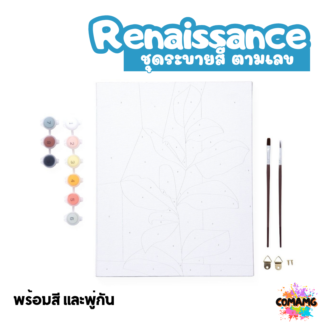 Renaissance ชุดแคนวาส ชุดระบายสีตามเลข Paint by Number Kit Size 24x30 cm. พร้อมส่ง