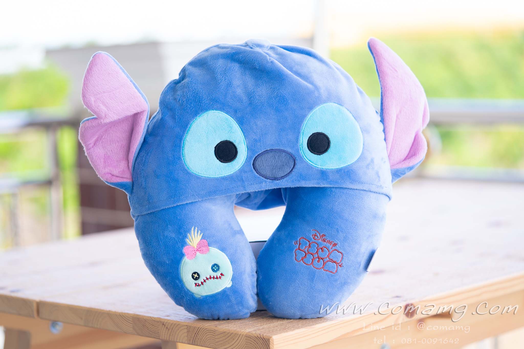 หมอนรองคอมีหมวก สติทซ์ แองเจิ้ล สครัมพ์ ( Stitch & Angel & Scramp)