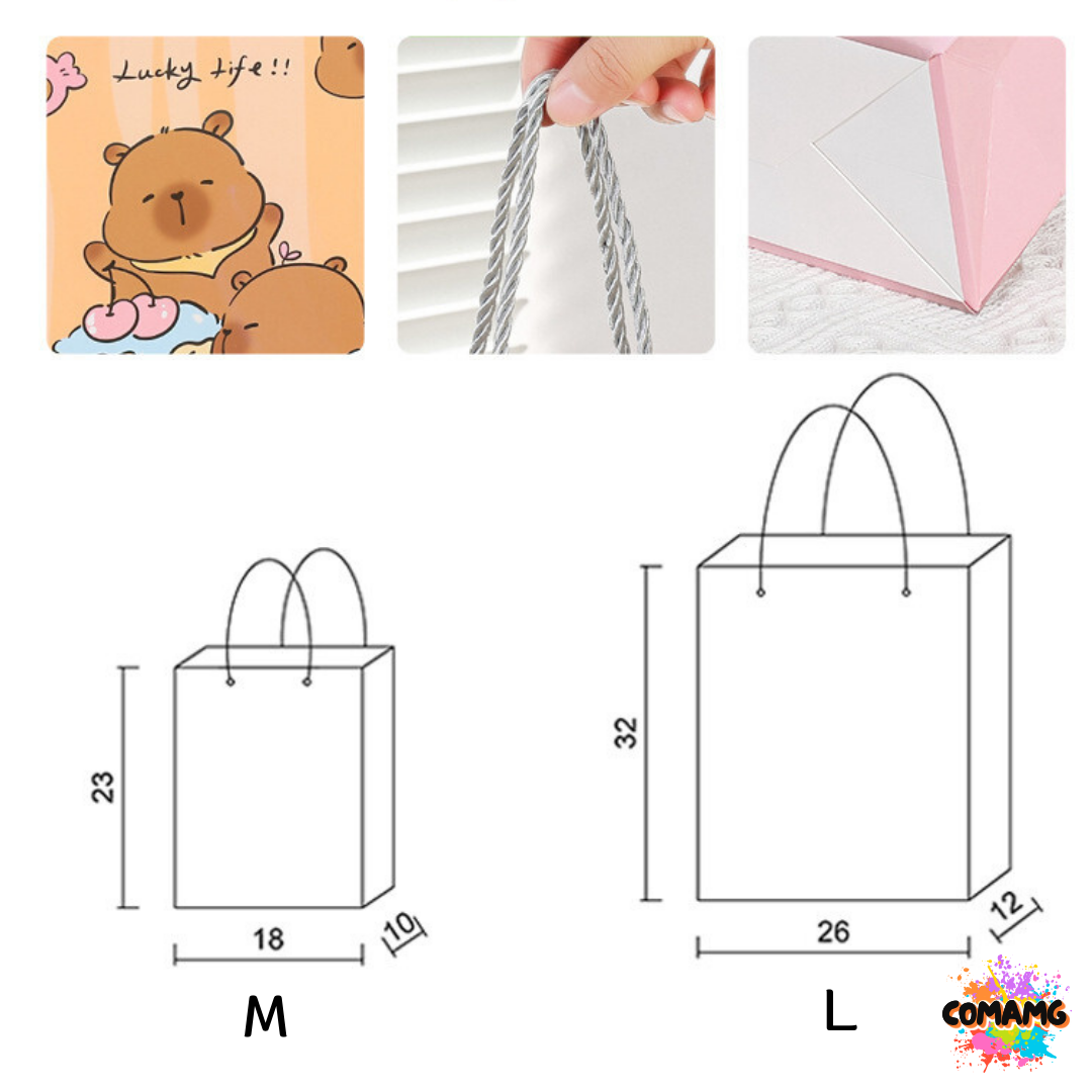 ถุงกระดาษ ถุงของขวัญ มีหูหิ้ว ลายการ์ตูนน่ารัก มี 2ขนาด 4สี ให้เลือก พร้อมส่ง