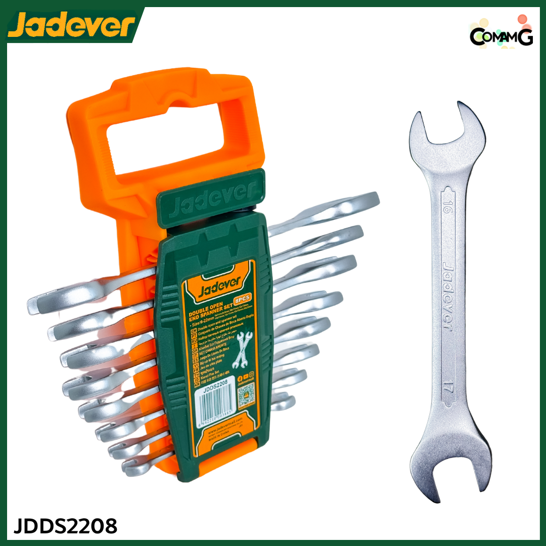 Jadever ชุดประแจปากตาย ชุด8ชิ้น ขนาด6-22mm พร้อมคลิปหนีบ พร้อมจัดส่ง แข็งแรงทนทาน รุ่น JDDS2208