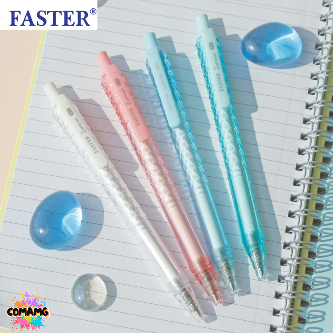 FASTER ปากกาเจล หมึกแห้งไว LUMINE ด้ามดีไซน์เหลี่ยมเพชร หัว0.5mm หมึกน้ำเงิน CX718 คละสี พร้อมส่ง