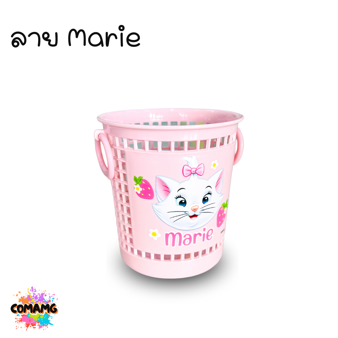 ตะกร้าดินสอ ตะกร้าใส่ของจุกจิก ตะกร้าใส่ปากกา ที่ใส่เครื่องเขียน ที่ใส่ปากกา แบบตะกร้ากลม มีหูหิ้ว ลายการ์ตูน