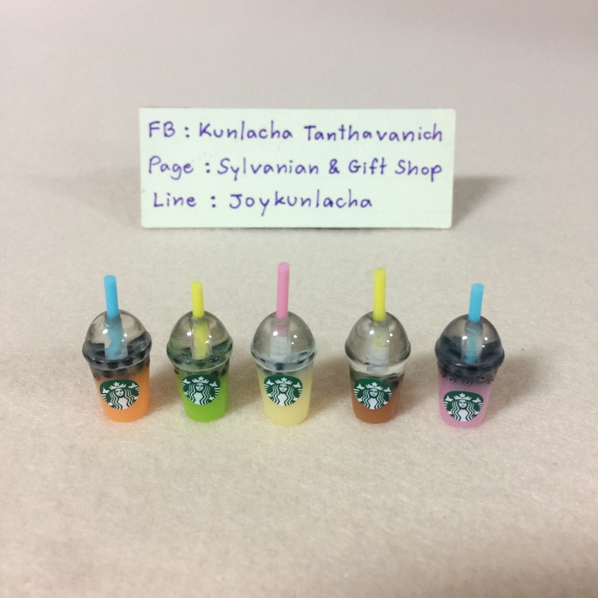เครื่องดื่มน้ำชานมไข่มุกจิ๋ว 5 แก้ว ตกแต่งบ้านตุ๊กตา