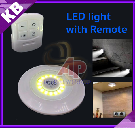 ไฟติดผนัง ไฟLEDติดผนังพร้อมรีโมต โคมไฟติดผนังไร้สาย COB LED light with remote control Set 3 ชิ้น