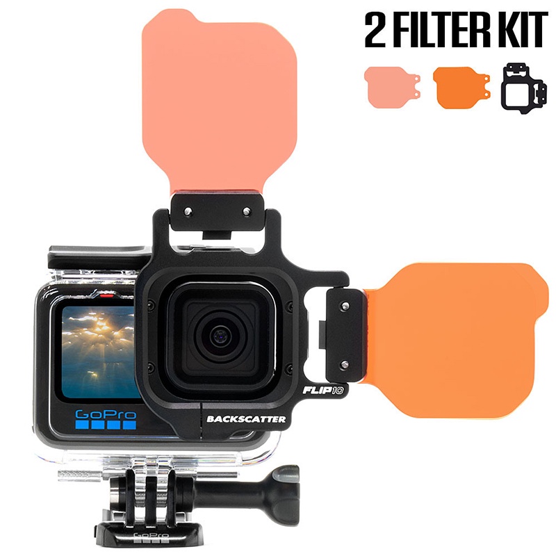 GoPro 7 / 6 / 5 Black Protective Housing + Backscatter Flip10 Shallow (10-25 feet) & Dive (25-80 feet) + Floating Hand