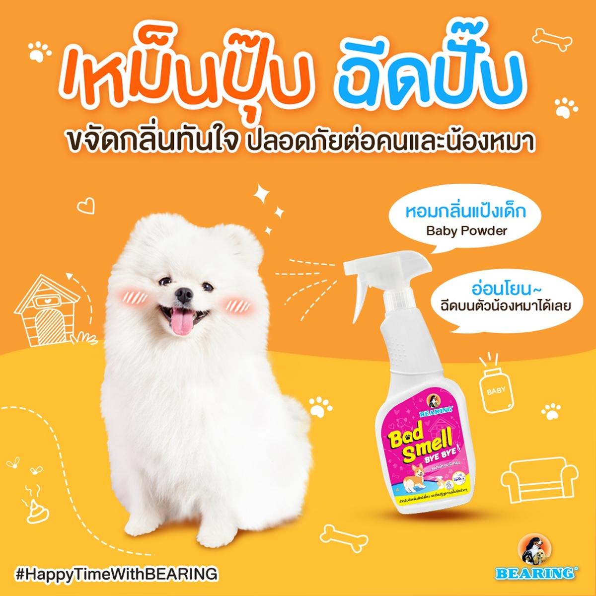 BEARING Bad Smell Bye Bye Spray แบร์ริ่ง แบดสเมล บ้ายบาย สเปรย์หอมดับกลิ่นสัตว์เลี้ยง ขนาด 600 ML