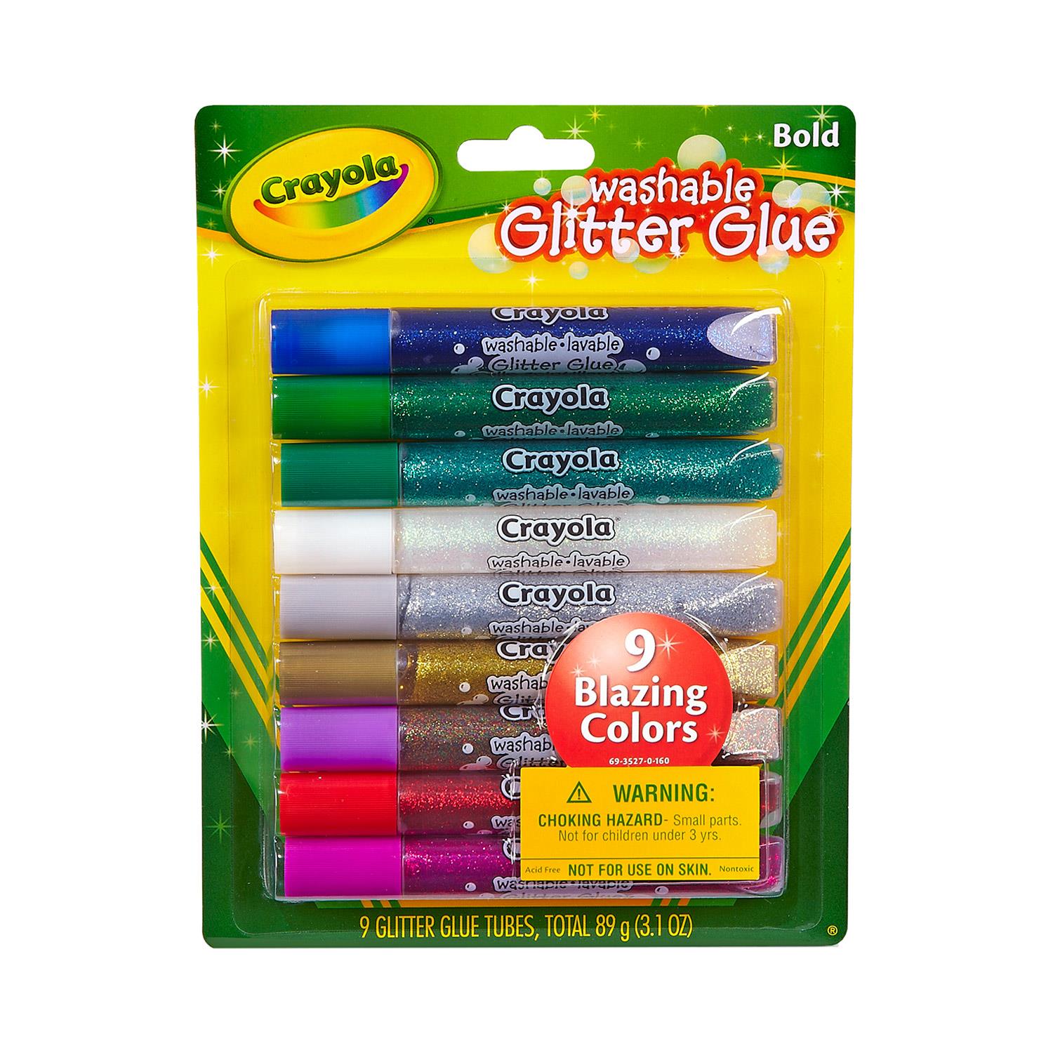 GlitterGlue กาวเกล็ดสะท้อนแสง Crayola Washable Glitter Glue 9แท่ง