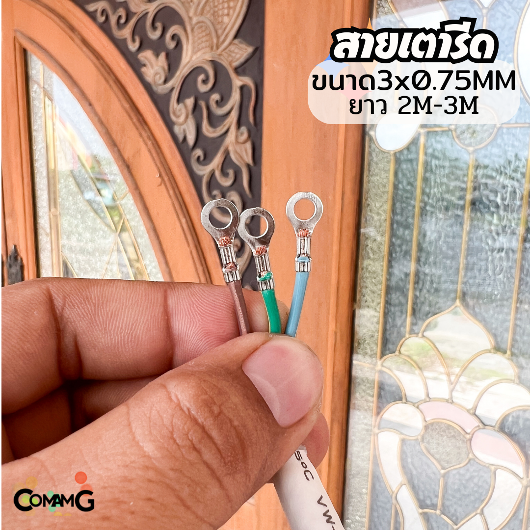 สายไฟเตารีด ปลั๊ก3ขากลม ทนความร้อน ขนาด 3x0.75MM สายคุณภาพดี มีมอก.