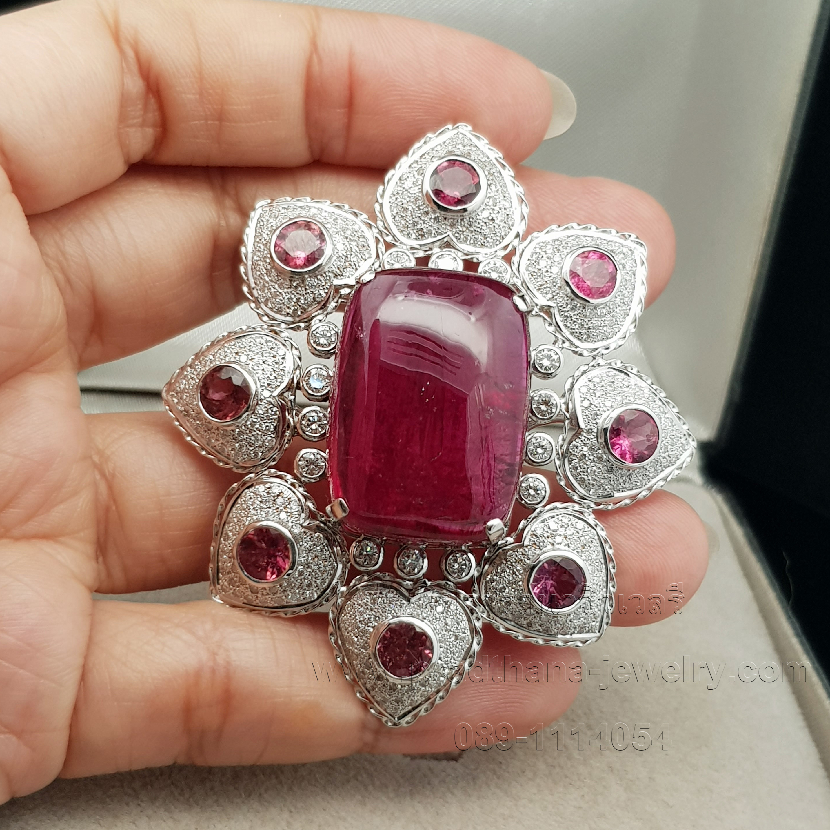 จี้รูเบลไลท์ประดับเพชร