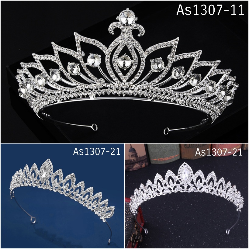 As13071 พร้อมส่งจากไทย มงกุฎเพชร สีขาว แวววาว สวยหรูดูเลิศ