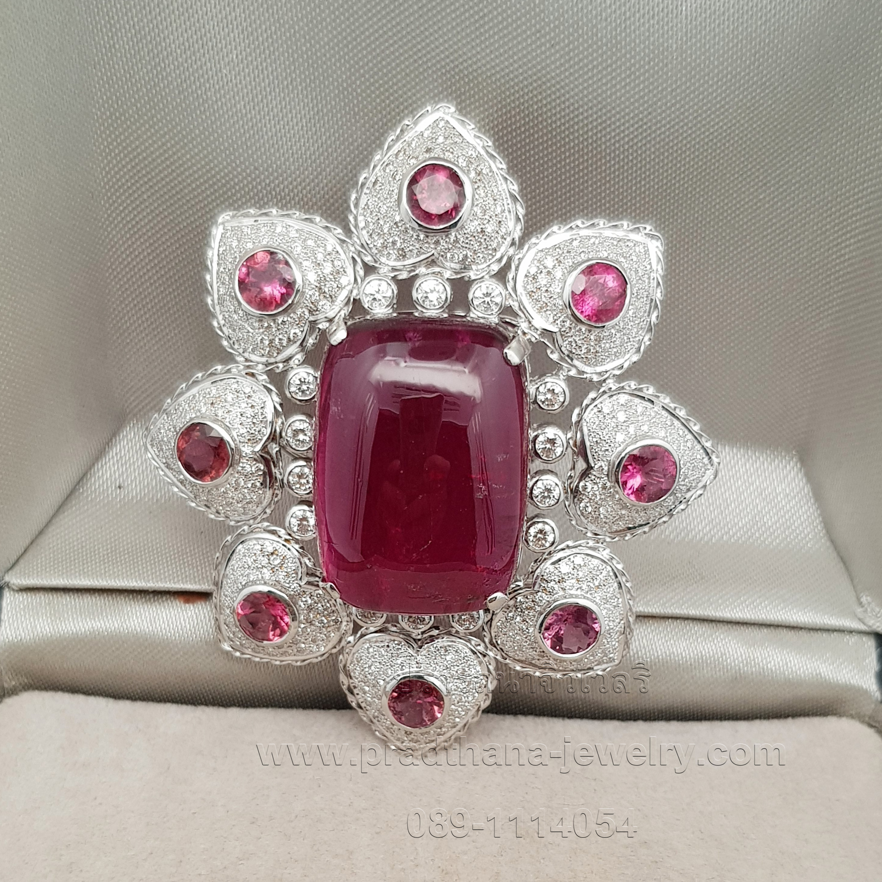 จี้รูเบลไลท์ประดับเพชร