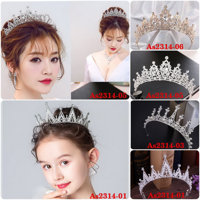 As2314- พร้อมส่งจากไทย มงกุฎเพชรประดับมุก แวววาว สวยหรูดูแพงเหมือนแบบ เด็กโต-ผู้ใหญ่ เส้นผ่าศูนย์กลาง 14cm.ดัดปรับขนาดได้เล็กน้อย