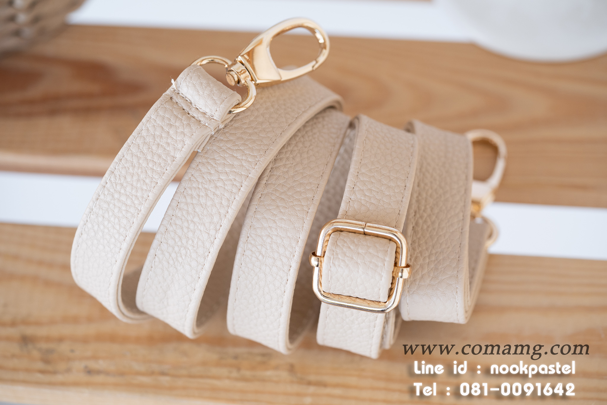 สายกระเป๋าหนังPU หนังนิ่ม อะไหล่เงิน-อะไหล่ทอง สายปรับความยาวได้ มีหลายสี พร้อมส่ง