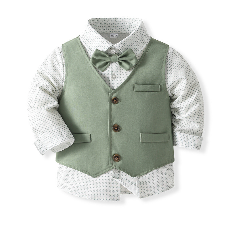 Bset9009- ชุดสูทเด็กชาย 4ชิ้น มีเสื้อเชิ้ต+เสื้อกั๊ก+กางเกง+โบว์หูกระต่าย ทรงสวยเนื้อผ้าสวย ใส่สบาย ขนาดชุด +ดูเพิ่ม ในรายละเอียด สำหรับออกงาน หรือการแสดง