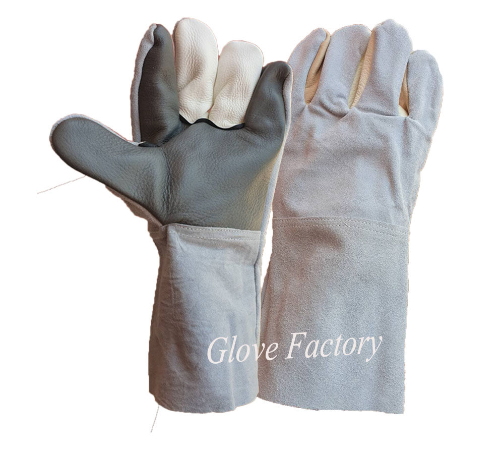ถุงมือหนังแท้ ถุงมือหนังวัว ยาว 12 นิ้ว ถุงมือหนังช่างเชื่อม ถุงมือหนังช่าง ถุงมือโรงงาน ถุงมืองานจับเหล็ก ถุงมือหนังขุย (แพ็ค 2 คู่)