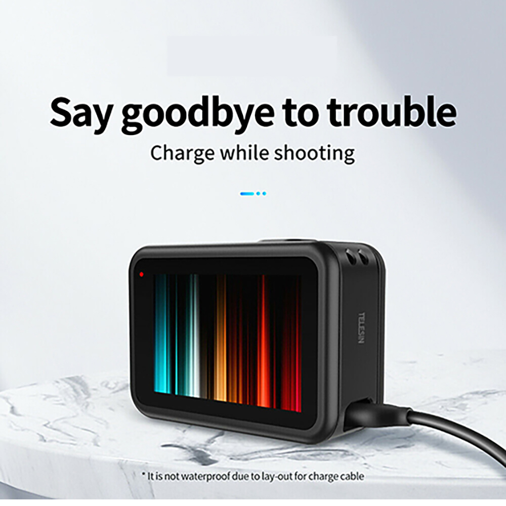 GoPro 11 / 10 / 9 Telesin Plastic Side Open Door With Rechargeable Port ฝาปิดข้างพลาสติก ชาร์จแบตได้
