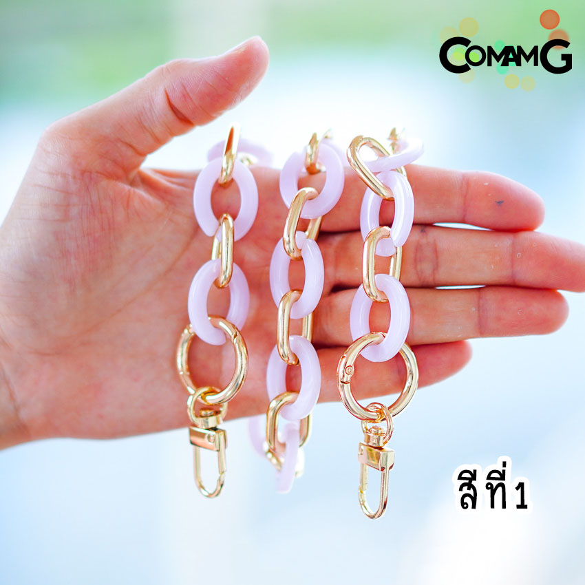 สายกระเป๋าอะคริลิค ลายหินอ่อน ทรงวงรี สายกระเป๋าสั้นสะพายไหล่ ยาว60ซม สินค้าพร้อมส่ง