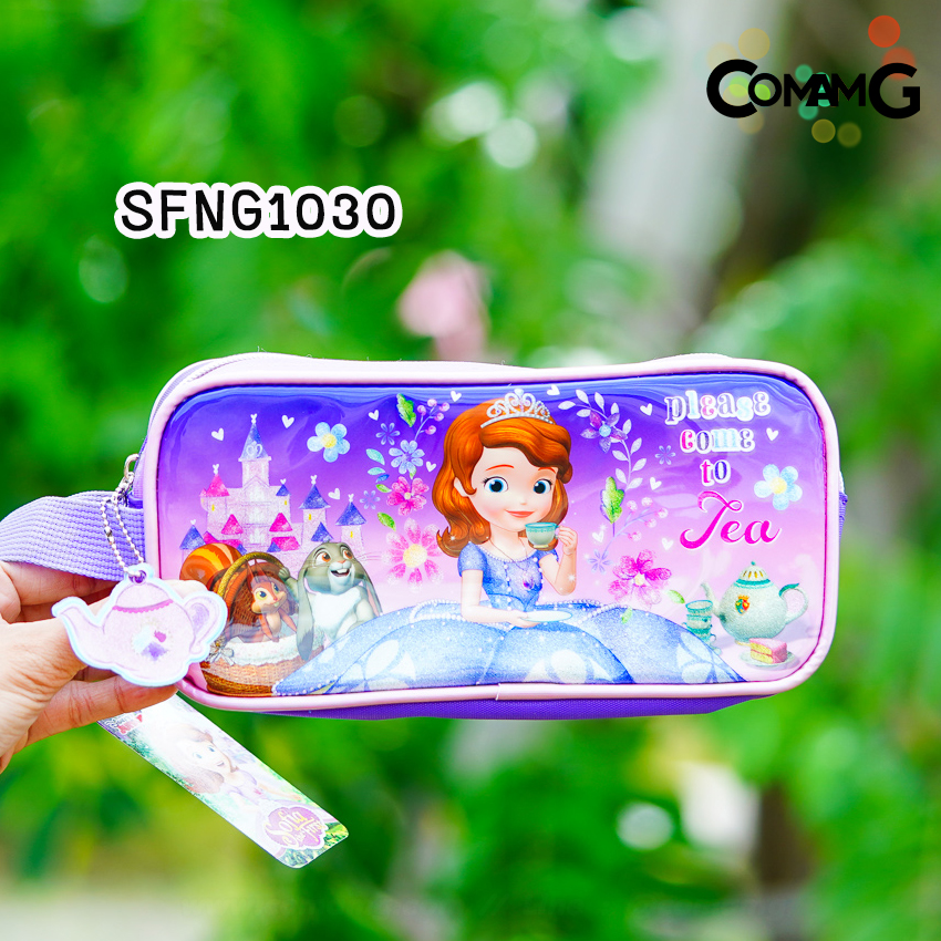 กระเป๋าดินสอ เครื่องเขียน ลายการ์ตูนเจ้าหญิงดิสนีย์ คาร์ แบทแมน โซเฟีย มิกกี้เมาส์ ทรงสี่เหลี่ยมผืนผ้า ลิขสิทธิ์แท้