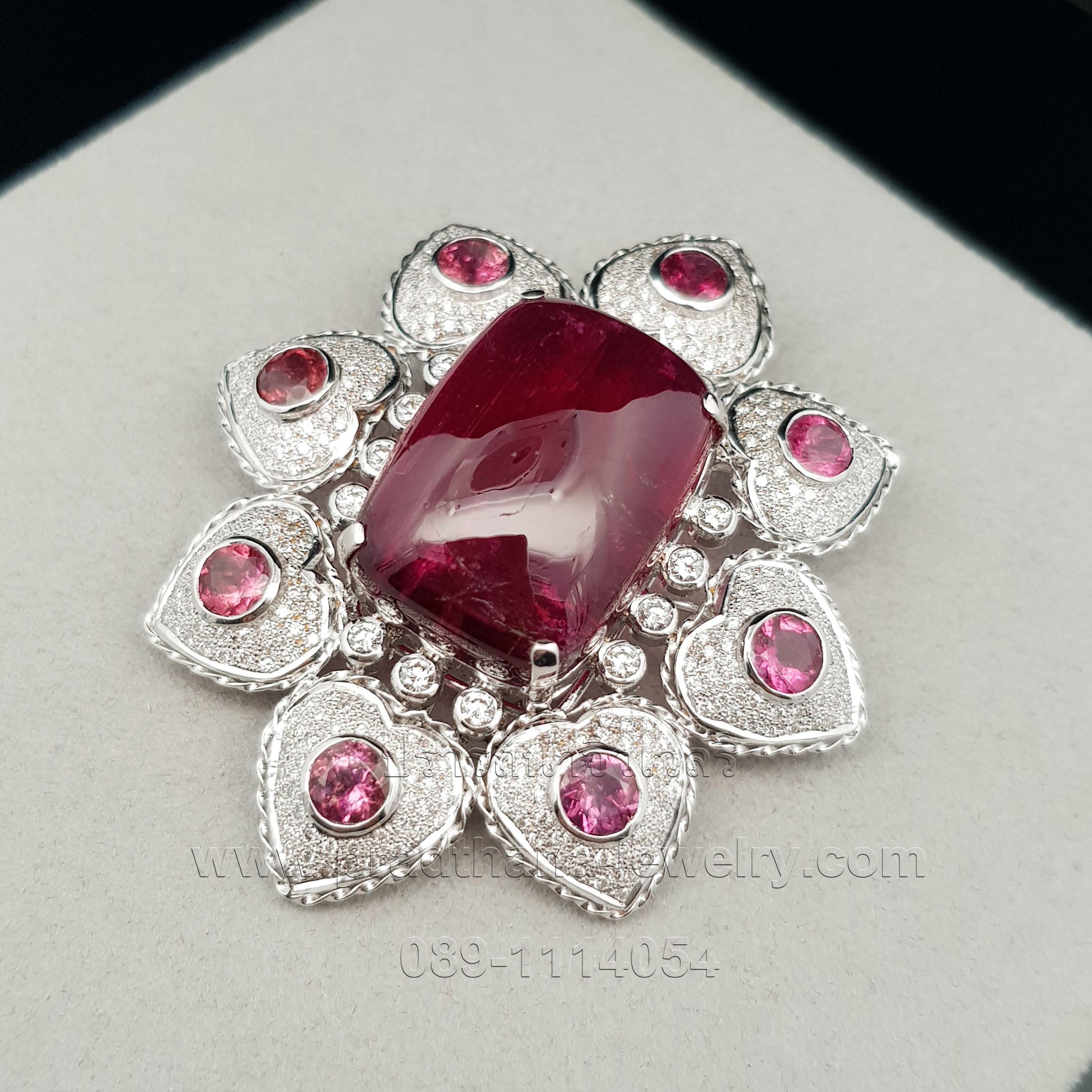 จี้รูเบลไลท์ประดับเพชร