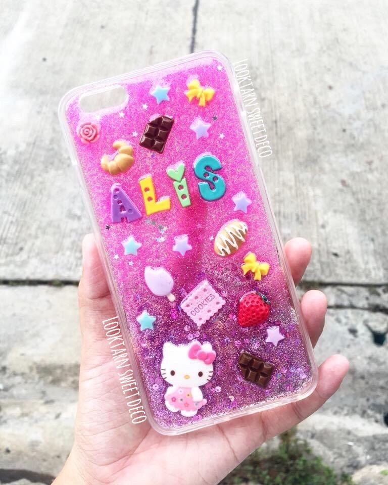 เคสกากเพชรชมพู ม่วง อักษรคละสี
