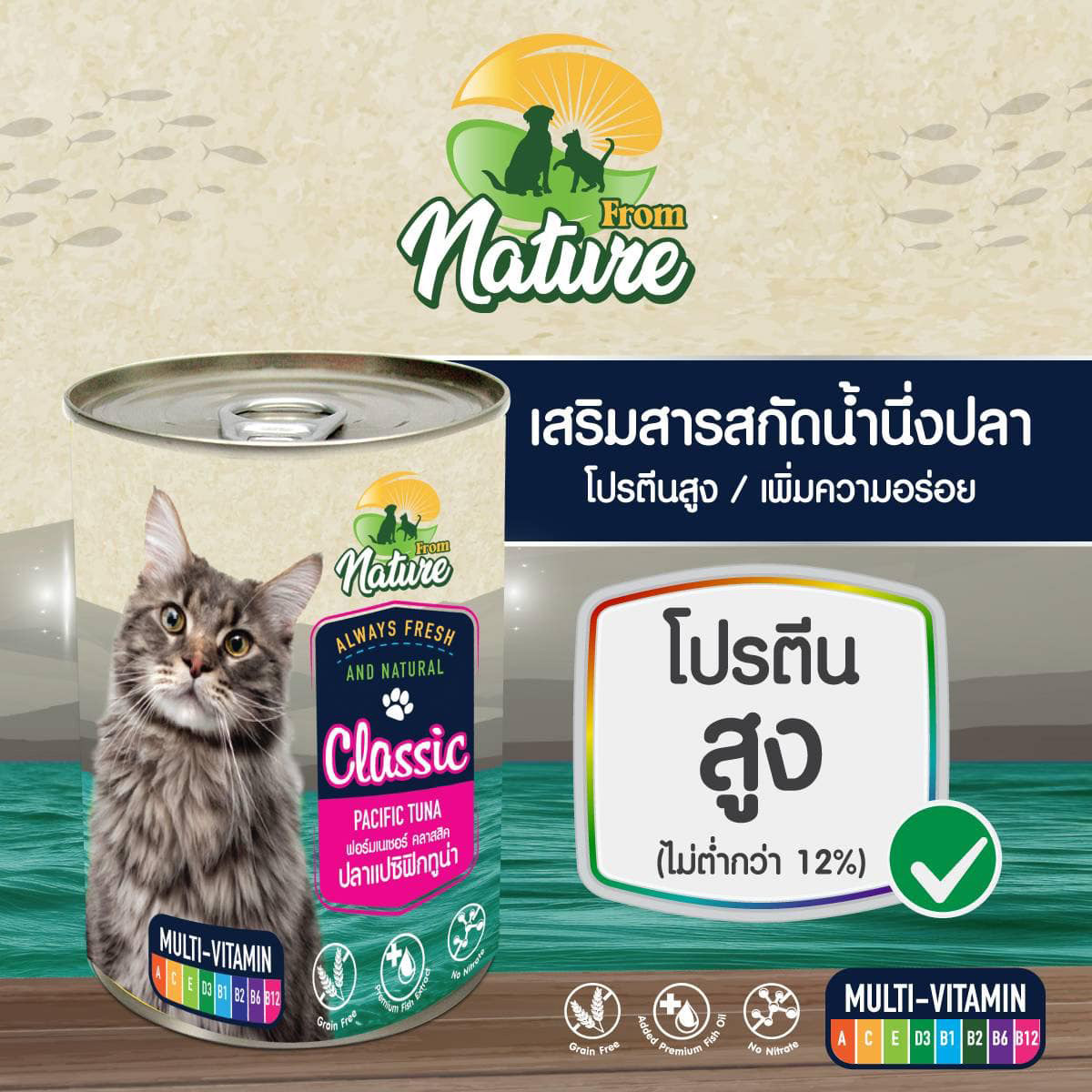 FROM NATURE อาหารกระป๋องเนื้อเยลลี่ สำหรับแมวทุกวัย ขนาด 400g