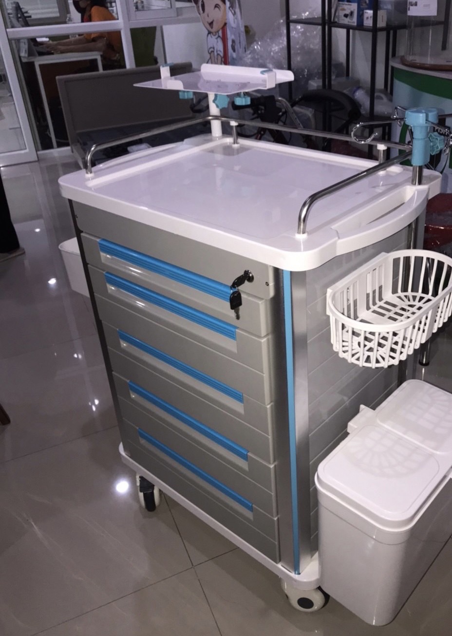 รถเข็นพยาบาลฉุกเฉินช่วยชีวิต Emergency Cart มีที่สำหรับตั้ง Laptop รุ่น SL-F09-1