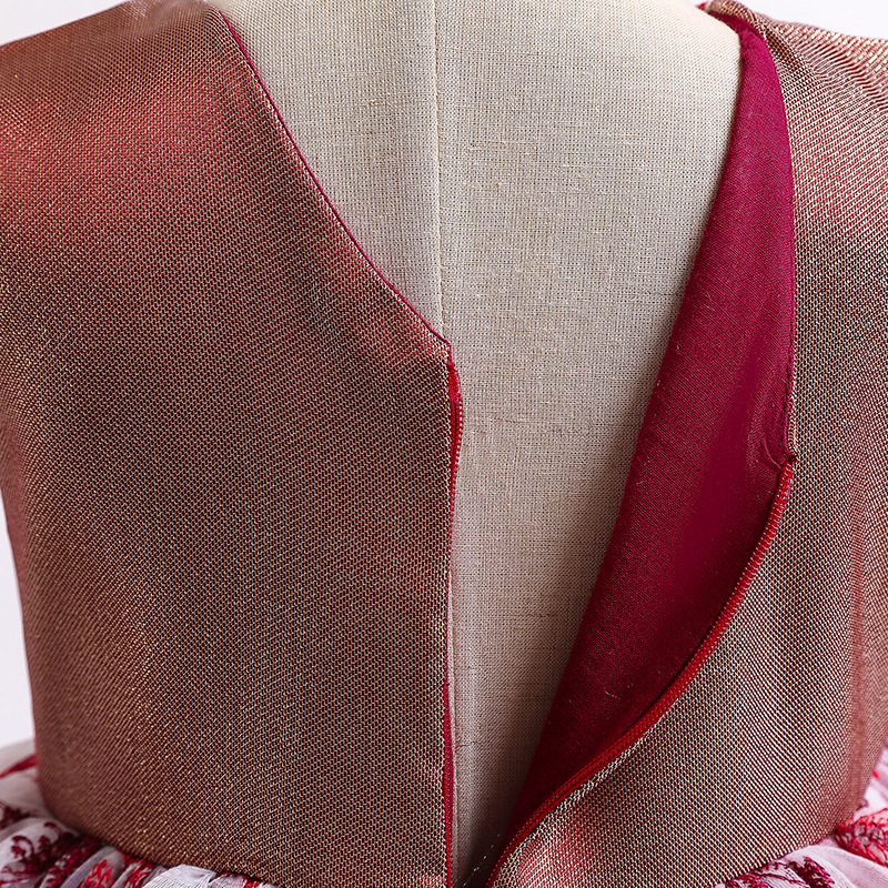 Gd3796- พร้อมส่งจากไทย ชุดราตรีเด็ก สีแดง ชุดออกงานเด็กหญิง ทรงหน้าสั้น-หลังยาวแบบเดรสทรงหางปลา