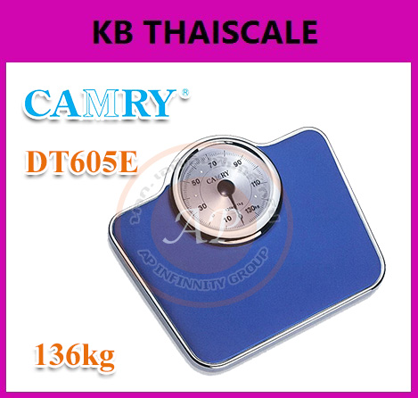 ตาชั่งน้ำหนักคน136kg เครื่องชั่งน้ำหนักบุคคล136กิโล เครื่องชั่งระบบสปริง พิกัด 136kg ค่าละเอียด 1kg ยี่ห้อ CAMRY รุ่น DT605E 136kg/1kg