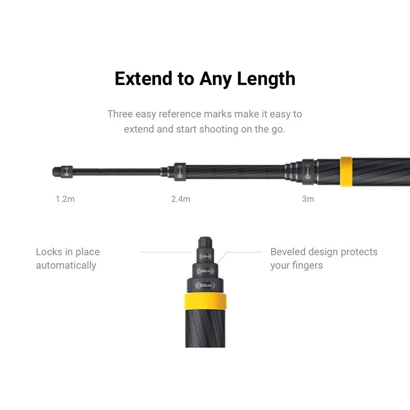 (ใส่โค้ด AQUAINS09)(ลด 500) Insta360 Extended Edition Selfie Stick 3 M (New version) ไม้เซลฟี่ยืดหดได้หลายระดับ ของแท้