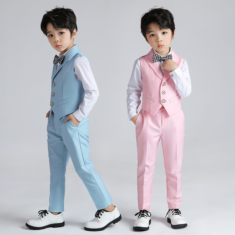 Bset0127- ชุดสูทเด็กชาย 3ชิ้น ทรงสวยดูดี เนื้อผ้าสวยหรู มีเสื้อกั๊ก+กางเกง+โบว์ ขนาดชุด +ดูเพิ่ม ในรายละเอียด สำหรับออกงาน หรือการแสดง