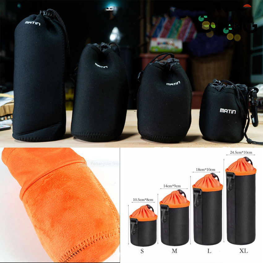 ถุงใส่เลนส์ / ถุงเก็บเลนส์ กันเป็นรอย และลดแรงกระแทก สีดำ/สีส้ม/สีม่วง มี4ไซร์ พร้อมส่ง