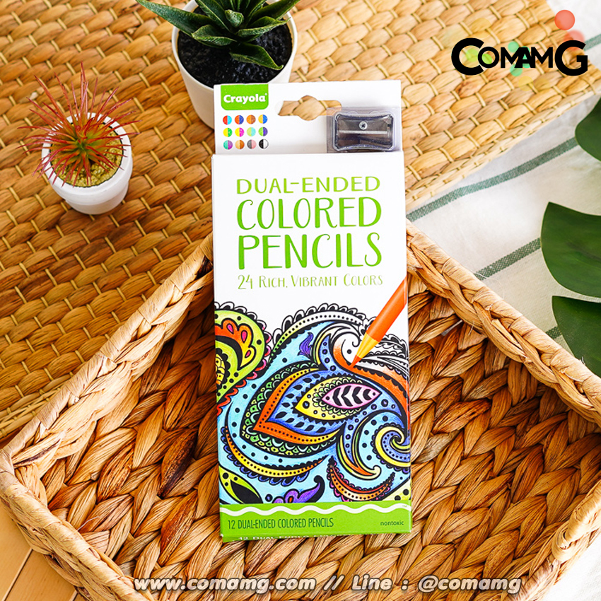 สีไม้ไร้สารพิษCrayola 12แท่ง24สีพร้อมกบเหลาดินสอ สีไม้Crayola