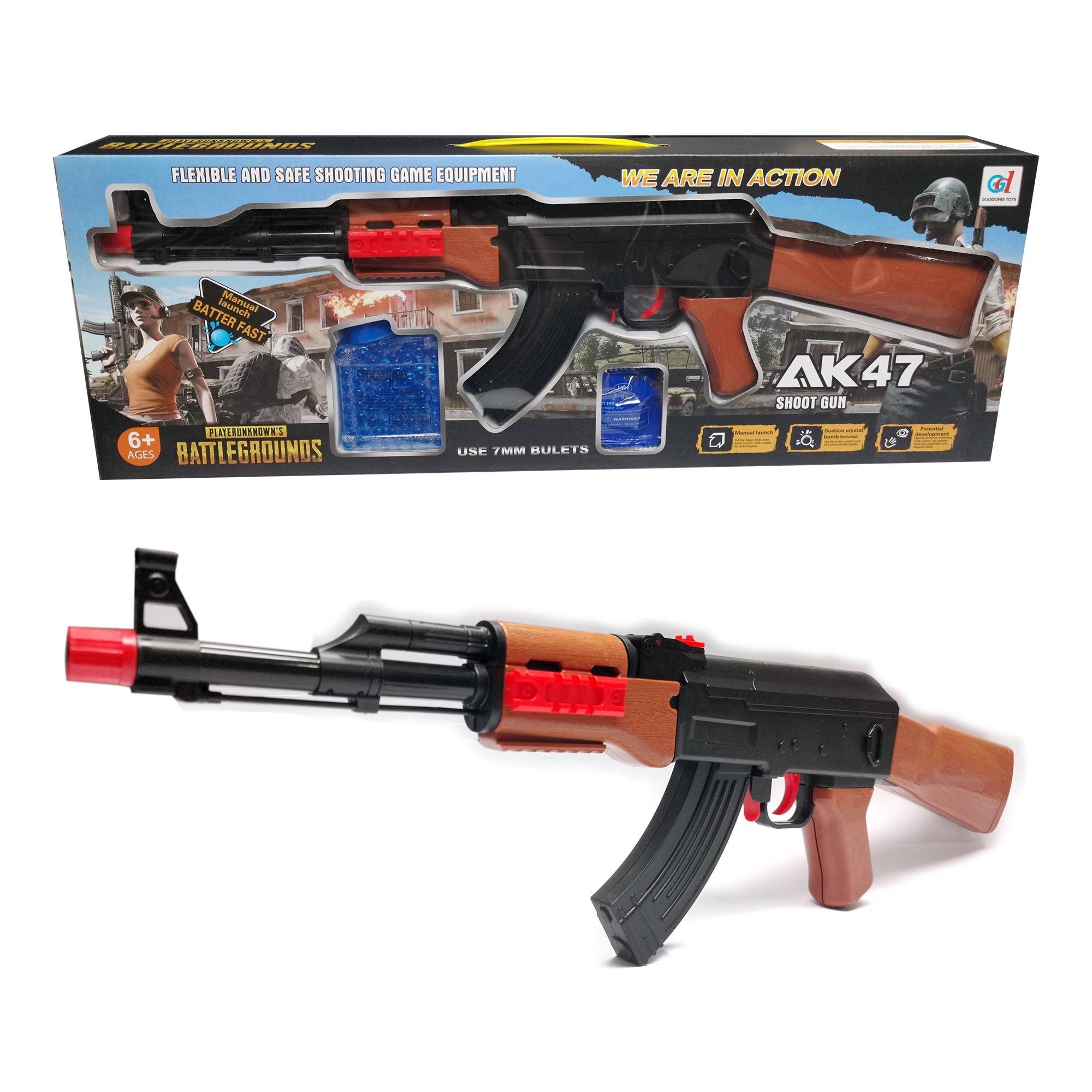 ปืนของเล่น ปืนอัดลมพลาสติกยิงกระสุนเจล กระสุนโฟม ปืนอัดลมยิงกระสุนเจล AK47 SHOOT GUN มี 2 ขนาด