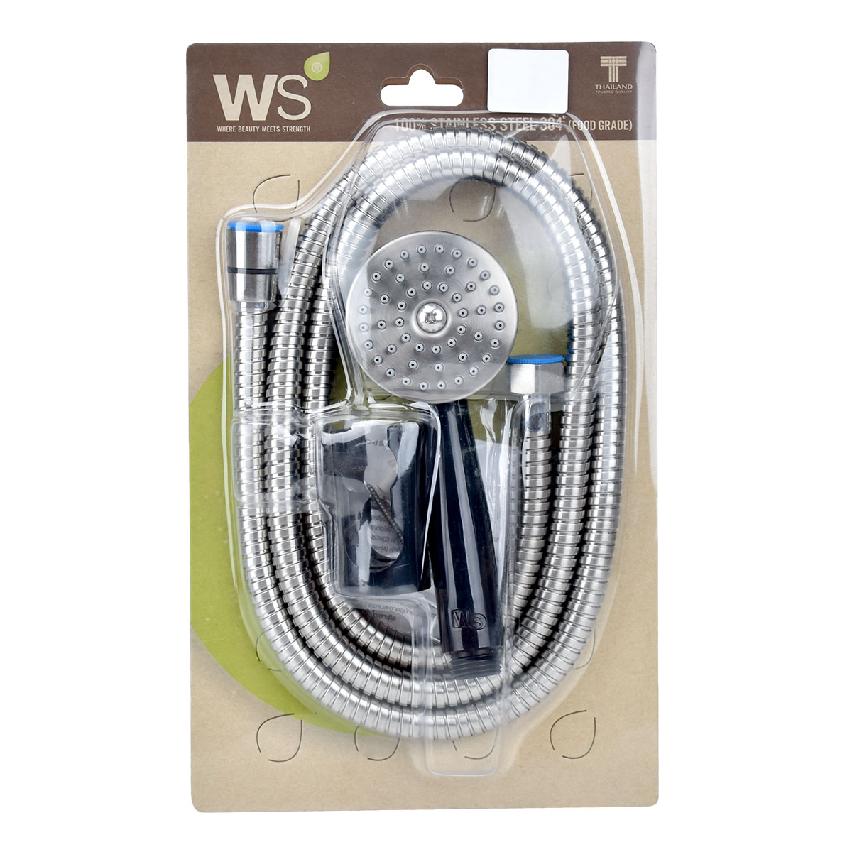 WS ฝักบัวมือถือพลาสติกสีดำ 2.5นิ้ว 1จังหวะ รุ่น-8130PB