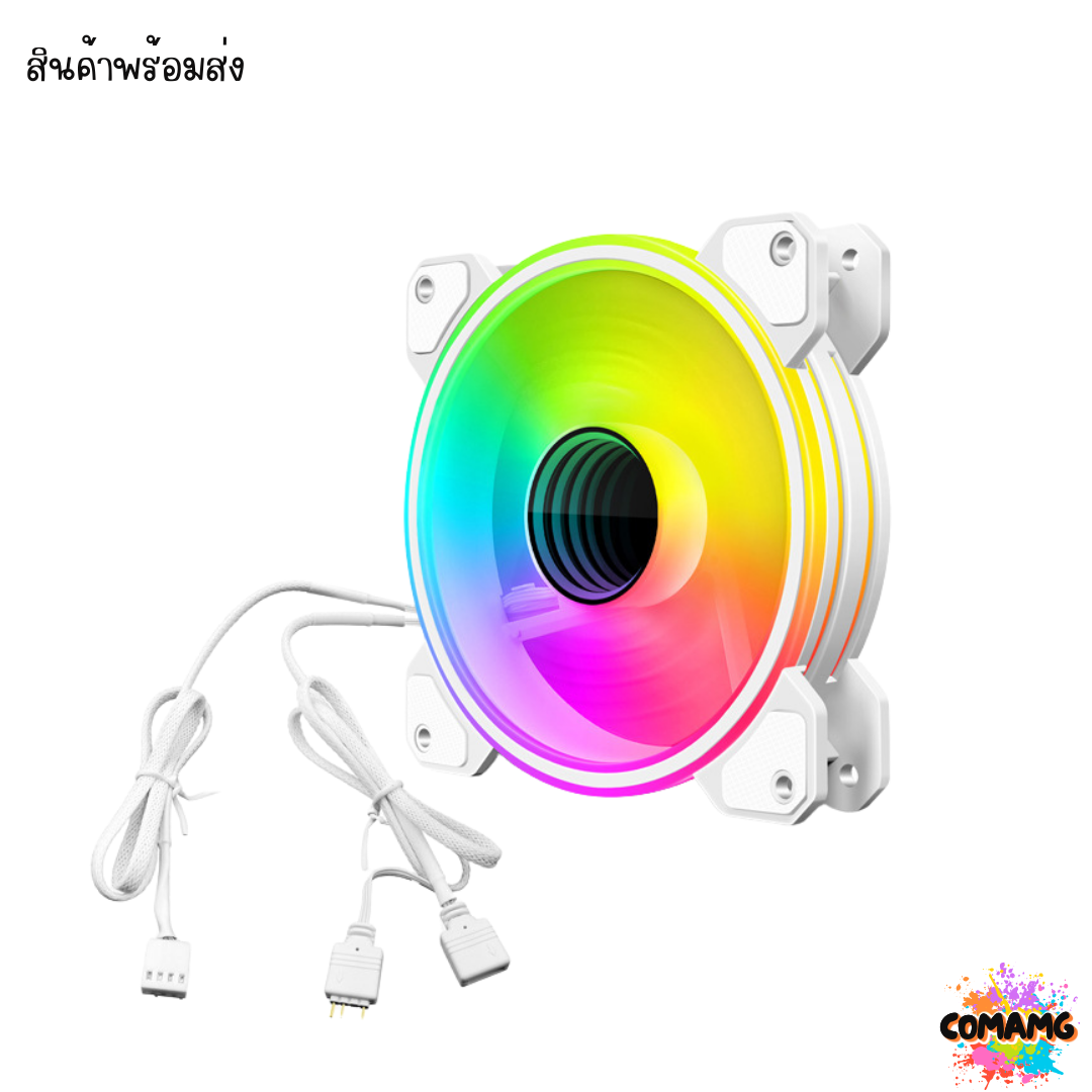 พัดลมคอมพิวเตอร์ Coolmoon 12CM ไฟARGB หัว3พิน พัดลม4พิน รุ่นSnow goggles