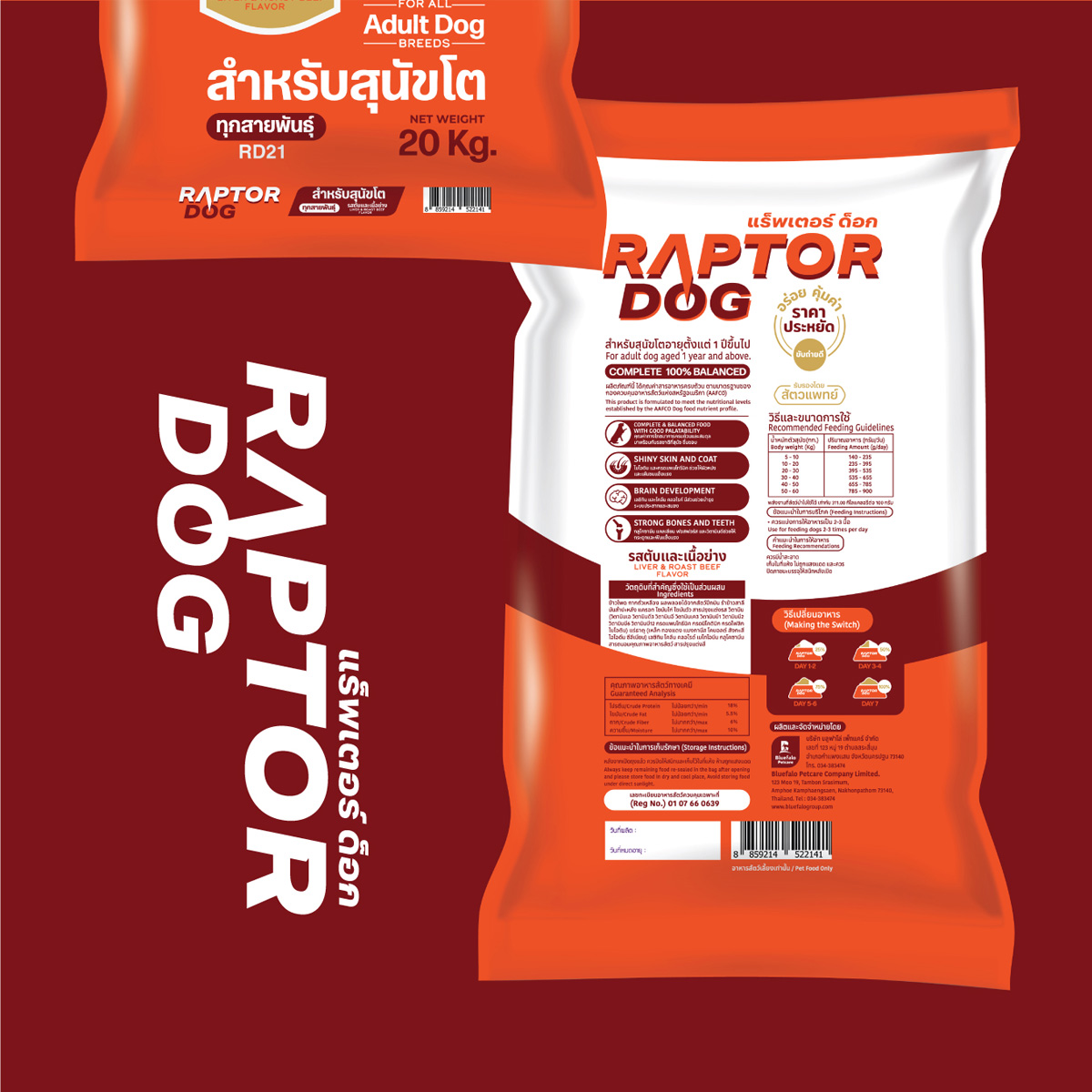 Raptor Dog แร๊พเตอร์ด๊อก อาหารสุนัขโต ขนาด 10 KG