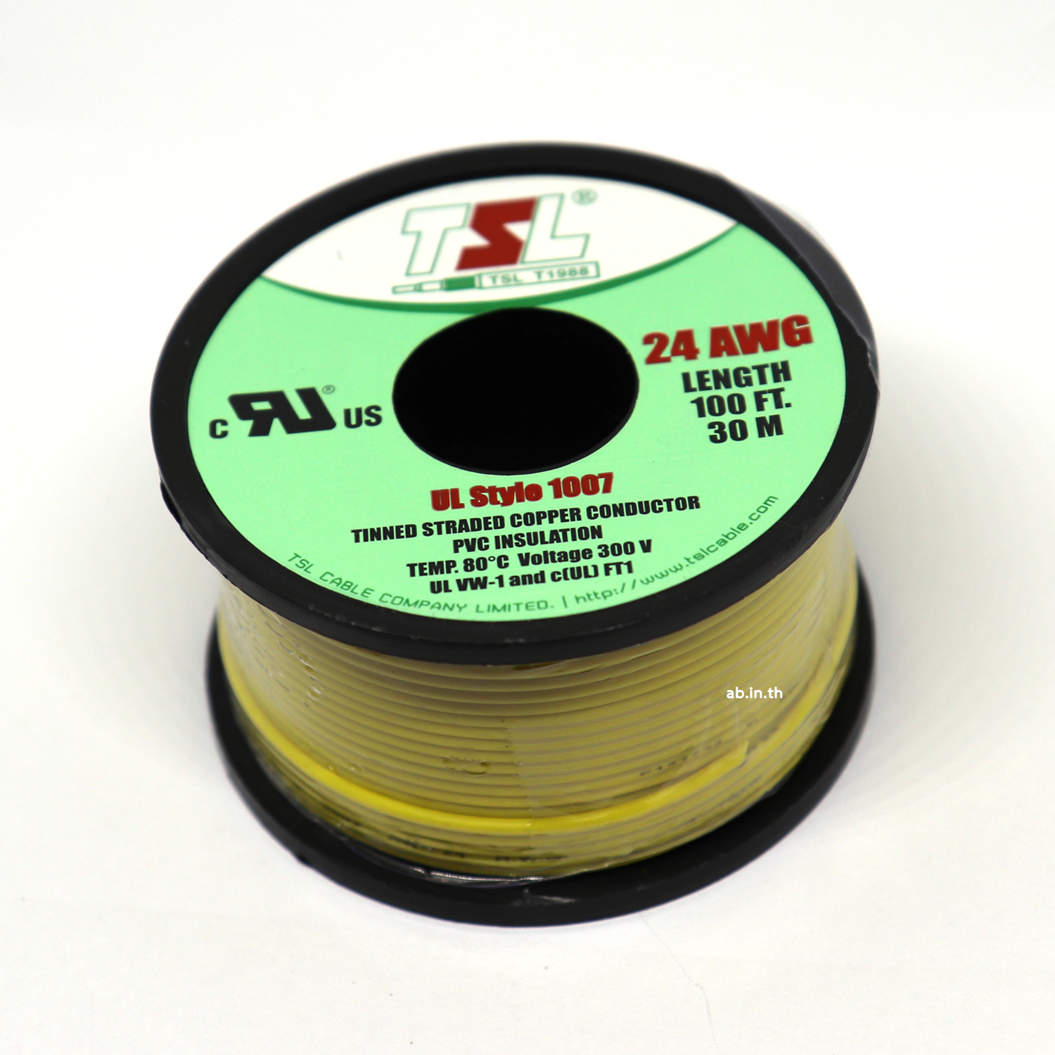 สายไฟ AWG24 TSL 100FT (สีเหลือง)